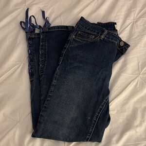 Magnolia Dark Blue Skinny Jeans with Lace-Up Sides